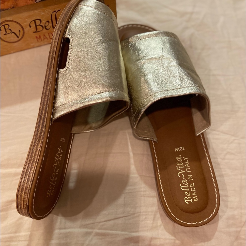 Bella Vita Mules 100% Gold Leather